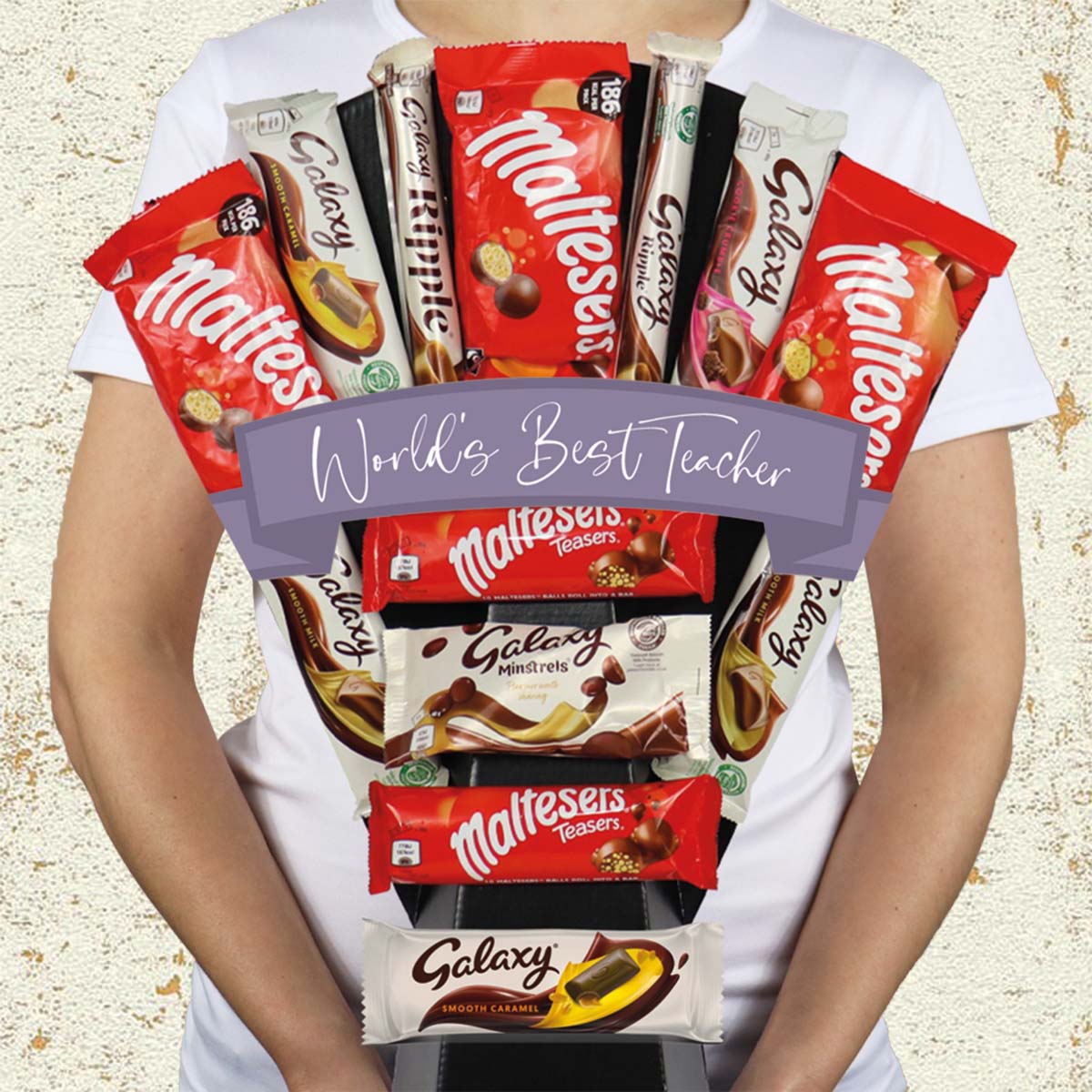 Large Galaxy & Maltesers World’s Best Teacher Chocolate Bouquet - Perfect Way To Thank Your Teacher - Gift Hamper Box by HamperWell