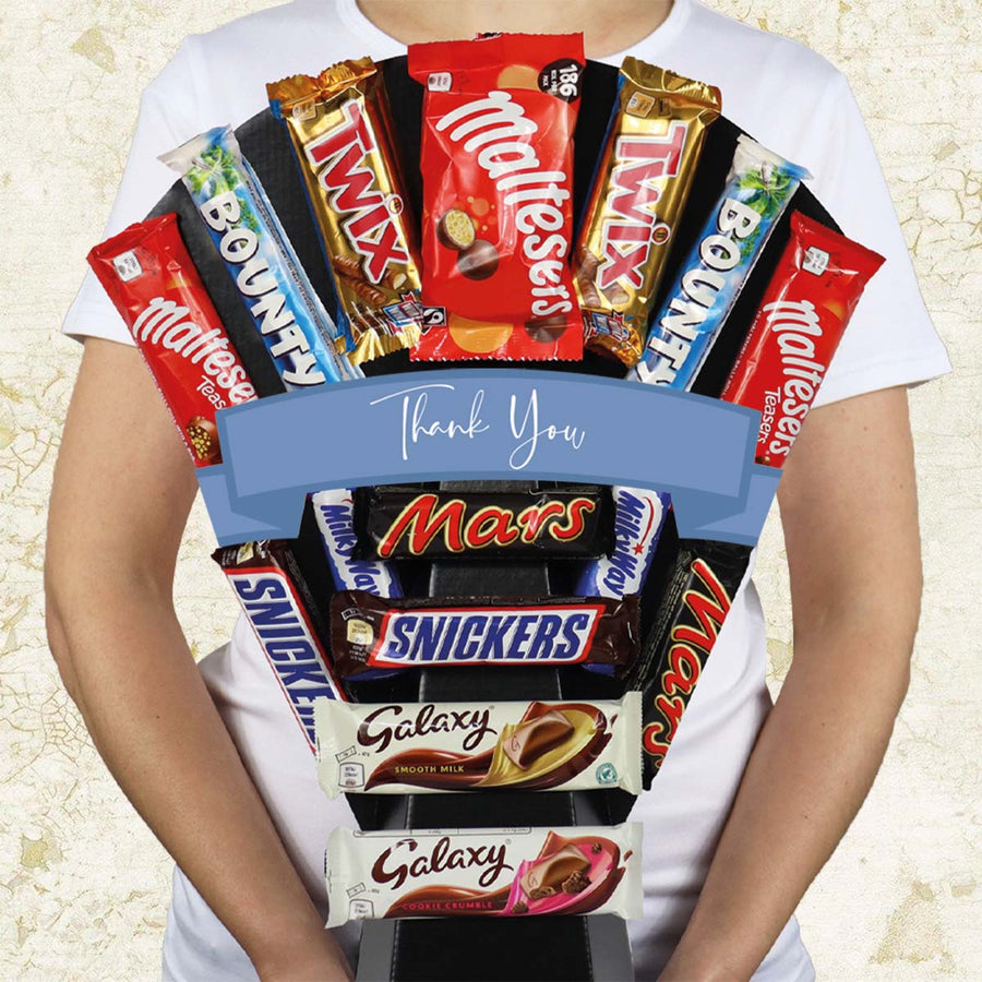 Mars Variety Thank You Chocolate Bouquet with Snickers, Galaxy, Twix & More - Appreciation Gift