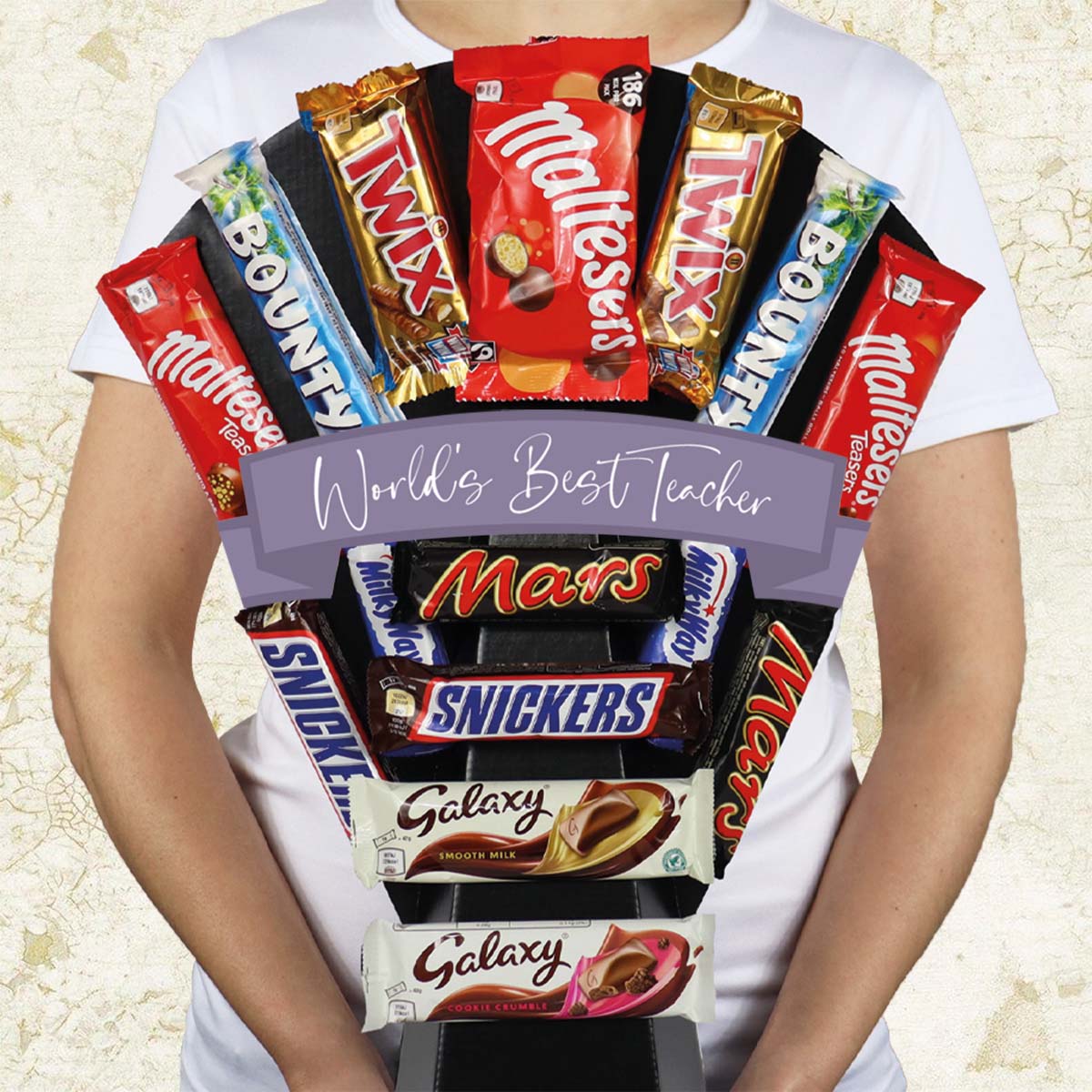 Large Mars Variety World’s Best Teacher Chocolate Bouquet - Perfect To Thank Your Teacher - Gift Hamper Box by HamperWell