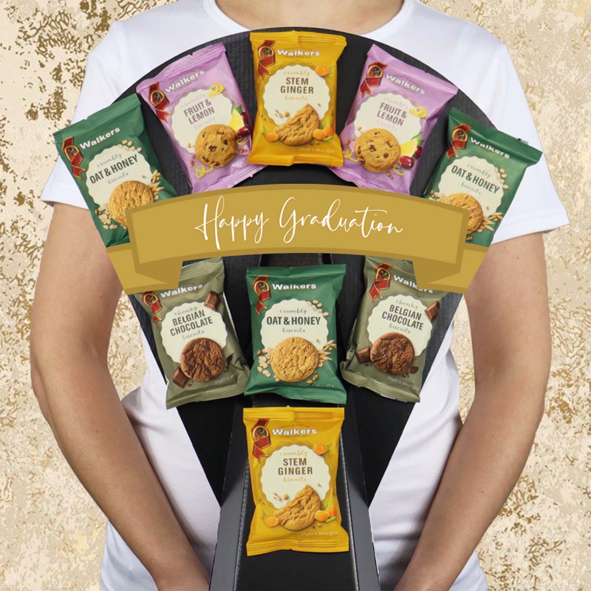 The Border Biscuit Graduation Bouquet with Chocolate Cookies, Butterscotch Crunch and More - Gift Hamper Box by HamperWell