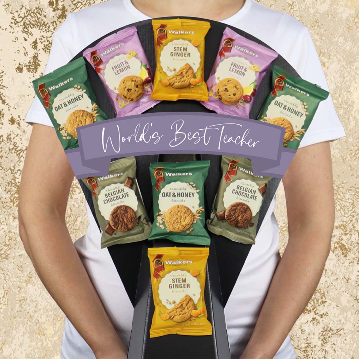The Border Biscuit Thank You Teacher Bouquet with Chocolate Cookies, Butterscotch Crunch and More - Gift Hamper Box by HamperWell