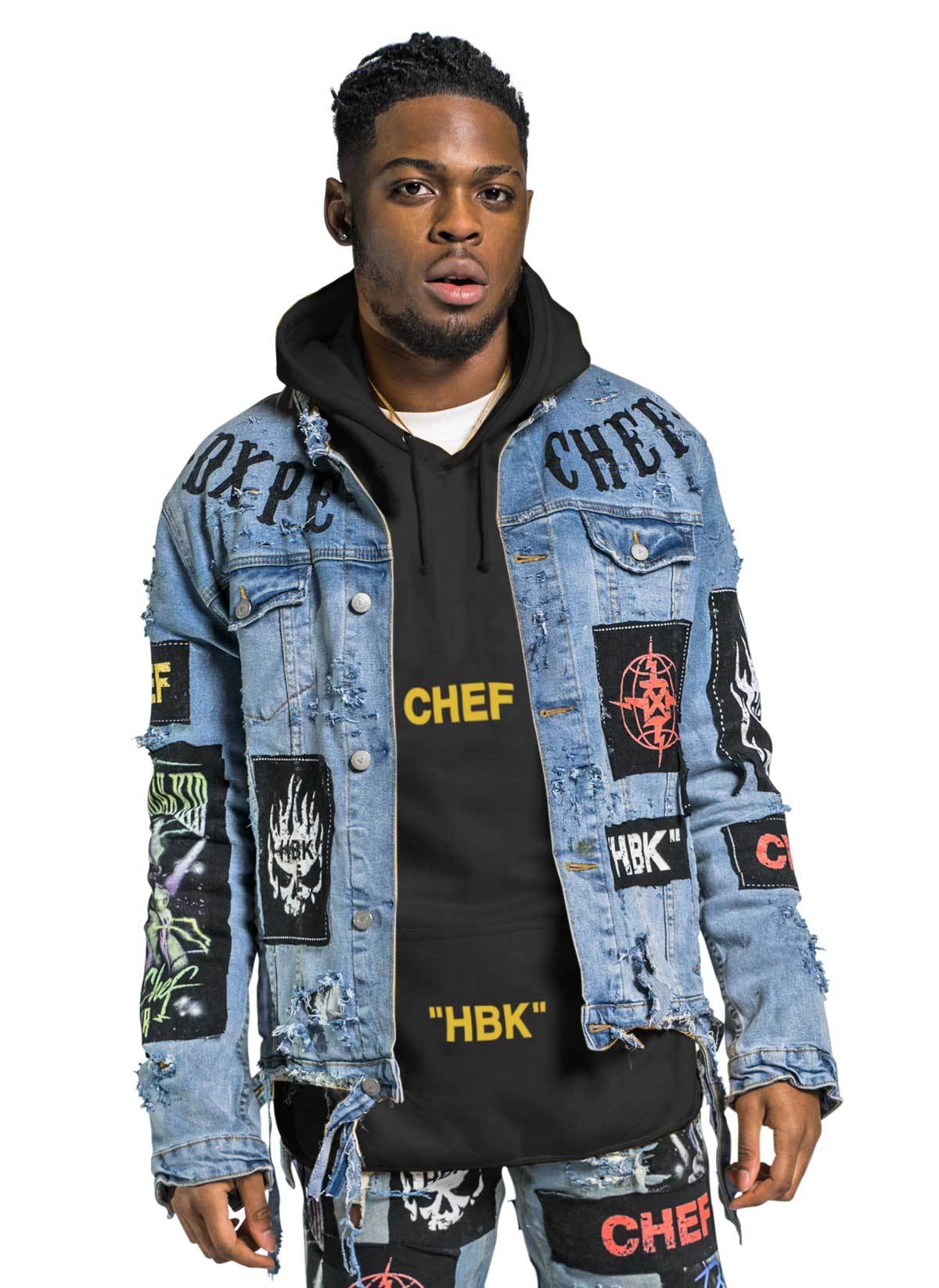 jean jacket black hoodie