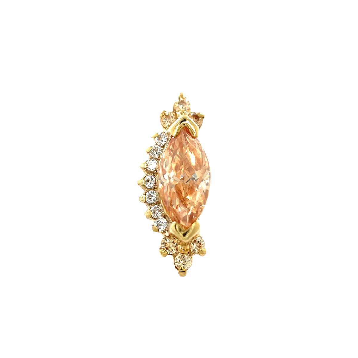 Auris 14ct Gold Anastasia Amber, Champagne &amp; White CZ End - Isha Body Jewellery
