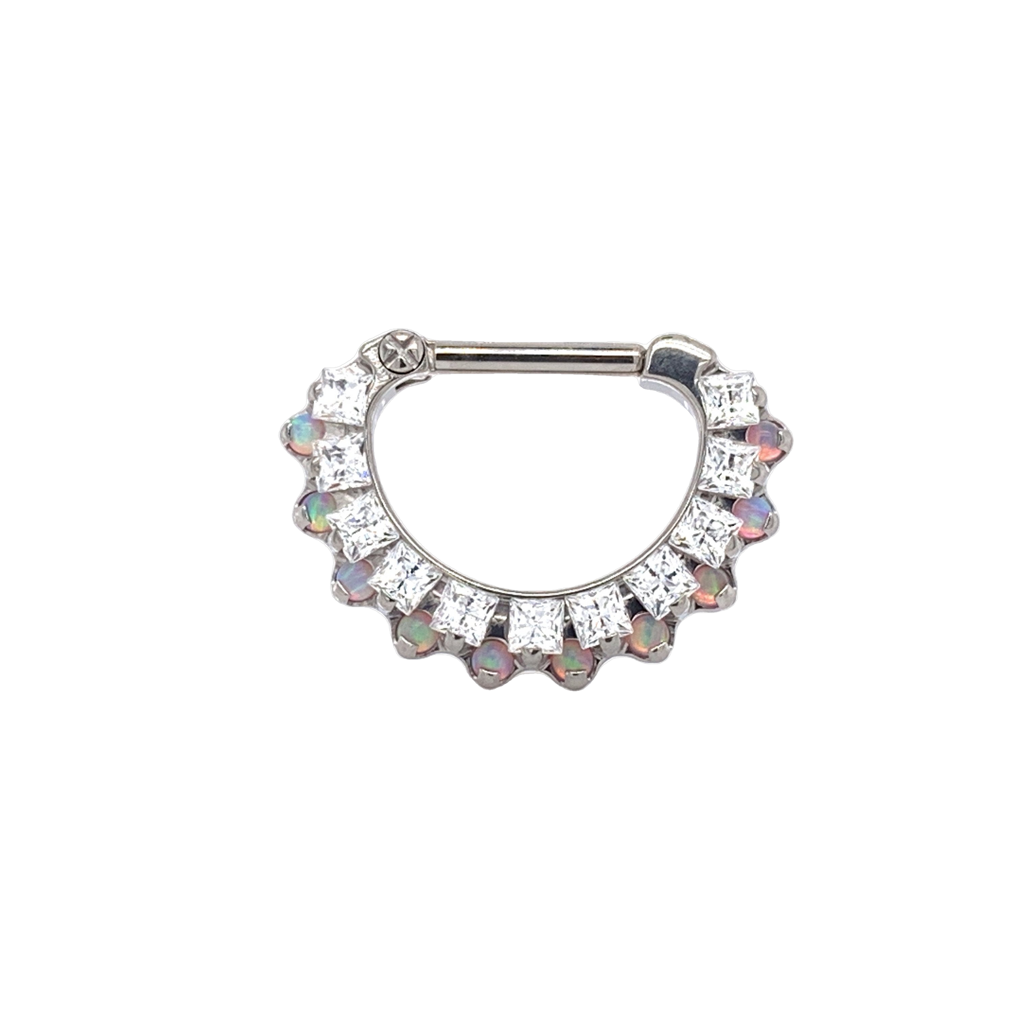 Septum Clicker with Five Black Gems in Prong Setting – Esoteric Organics