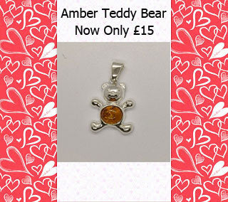 Sterling Silver and Cognac Amber Teddy Bear Pendant SALE