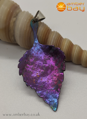 Coloured Titanium Leaf Pendant