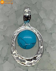 Sterling Silver Turquosie Hammered Pendant