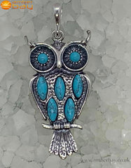 Sterling Silver Turquoise Owl Pendant
