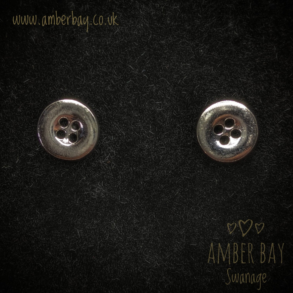 Sterling Silver Large Button Studs