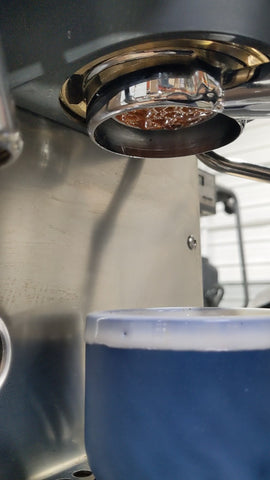 espresso coming out of the bottom of a portafilter