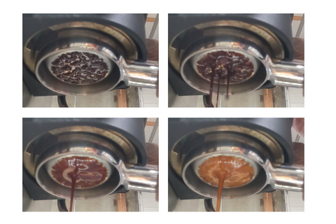 even extraction from a well tamped shot of espresso