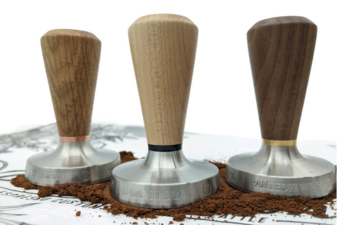 Coffee Tamper 58mm Stainless Steel Natural Wood Handle- located in  Australia.