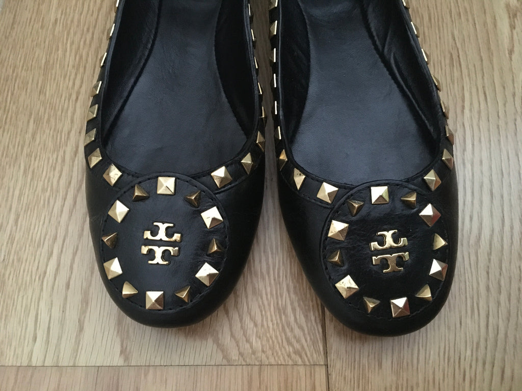 Tory Burch Dale Studded Ballerina Leather Ballet Flats Shoes  UK6. –  Afashionistastore