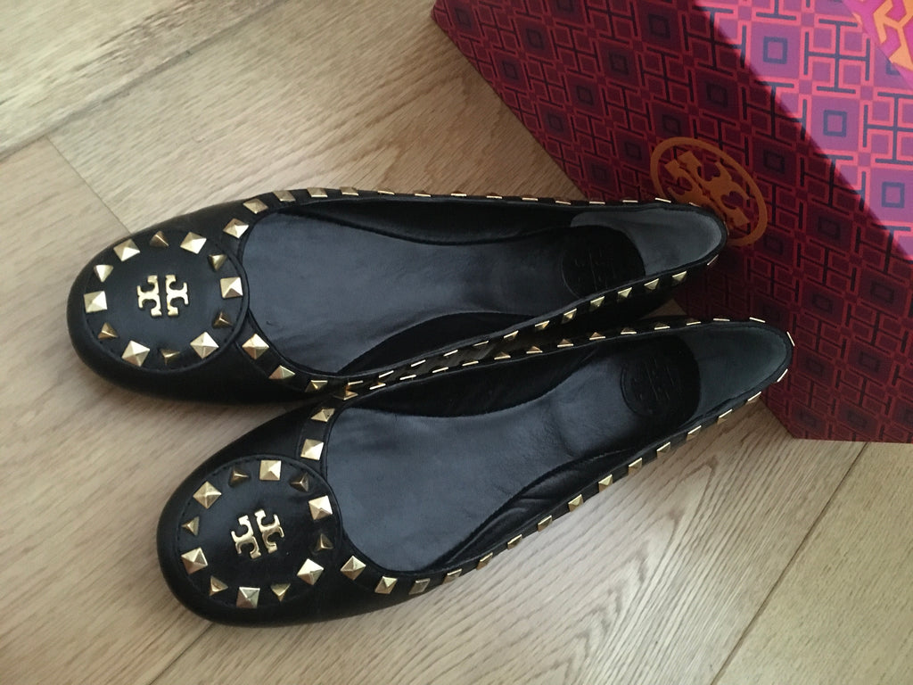 Tory Burch Dale Studded Ballerina Leather Ballet Flats Shoes  UK6. –  Afashionistastore