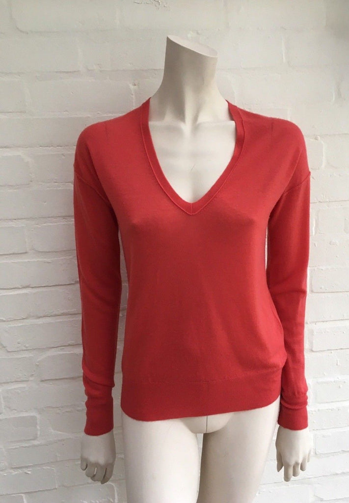 JOSEPH Cashair Red V Neck Sweater Jumper 100% Cashmere Knit Ladies