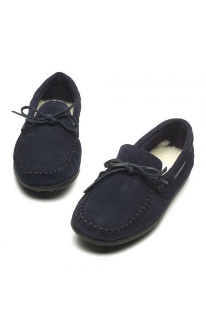 boys navy moccasins