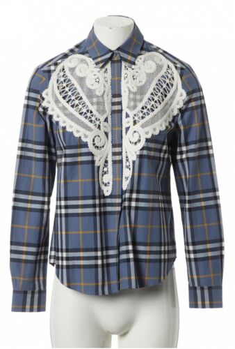 Burberry check plaid lace trim shirt Size I 38 UK 6 US 4 ladies –  Afashionistastore
