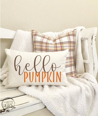 fall hello pumpkin pillow