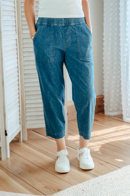 JAG pull on chambray denim pant straight leg