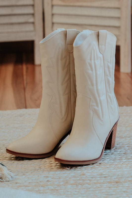 womens ivory cowboy heel boot mia shoes fall 