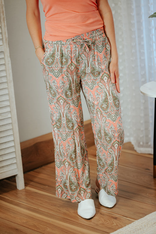 womens wide leg paisley palazzo pant spring summer