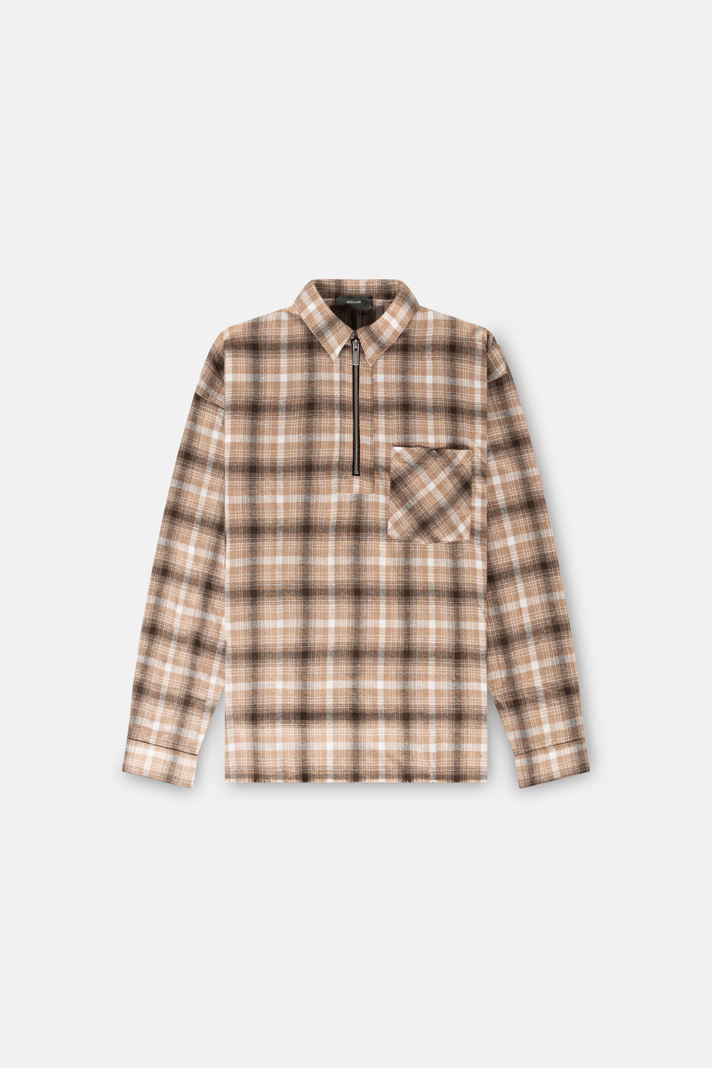 Image of Quarter Zip Flannel - Washed Sand