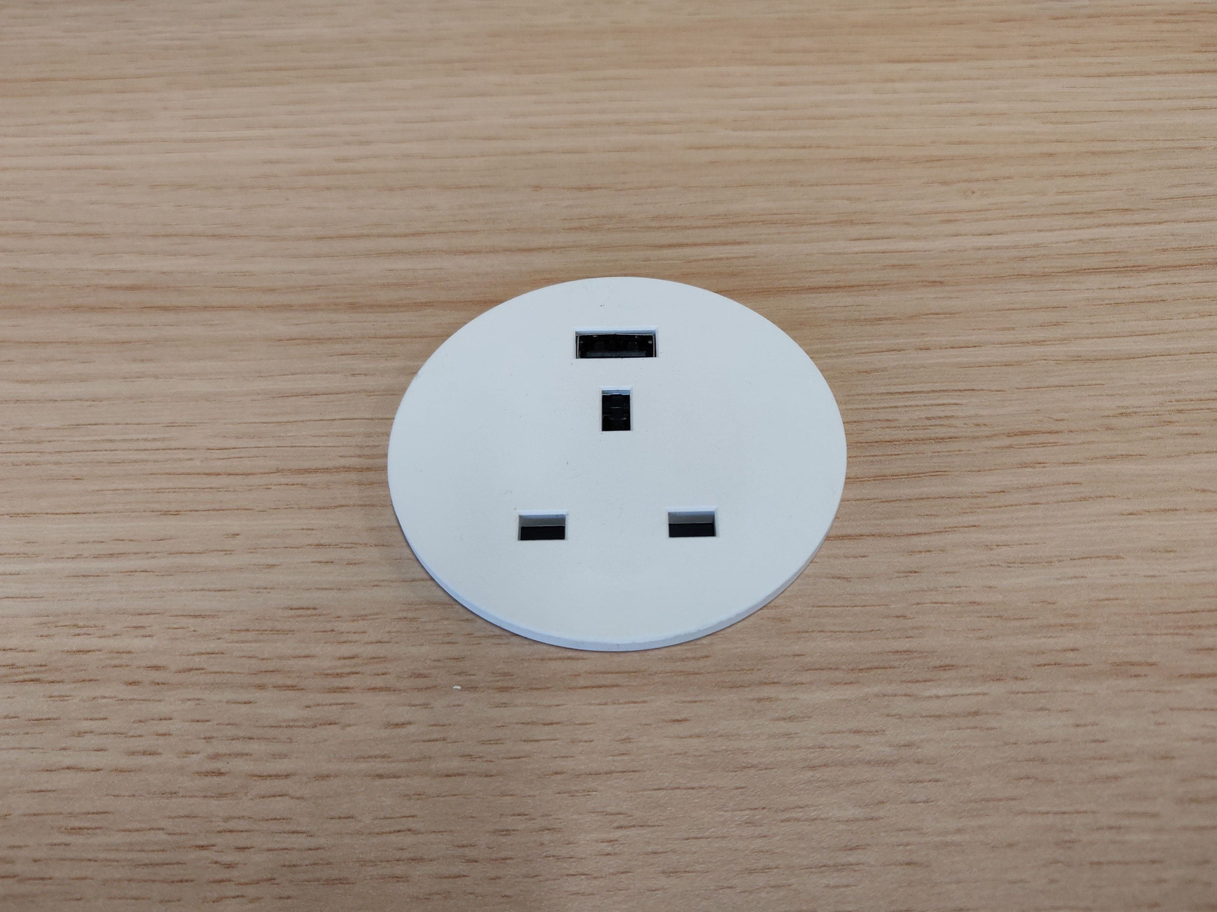 In Desk Uk Plug And Usb Socket Diameter 66mm