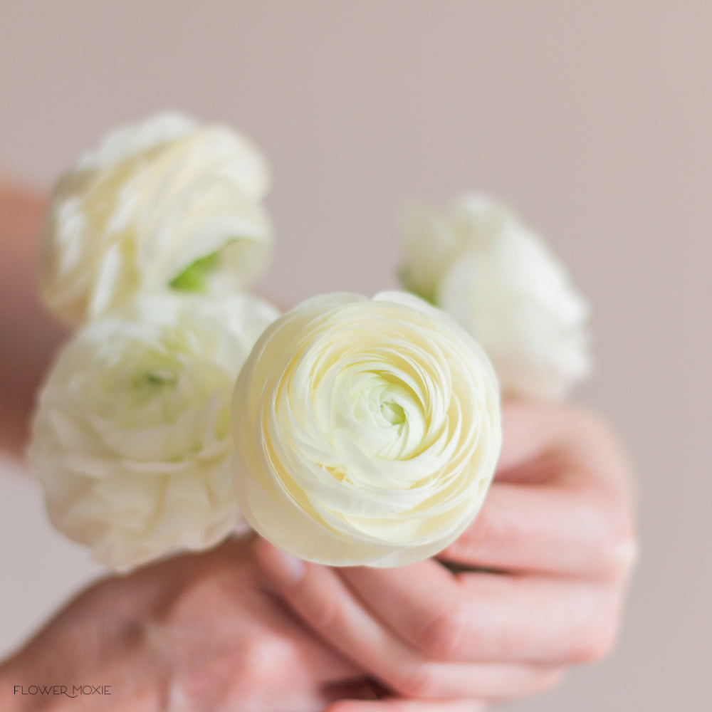 cream and blue wedding bouquets