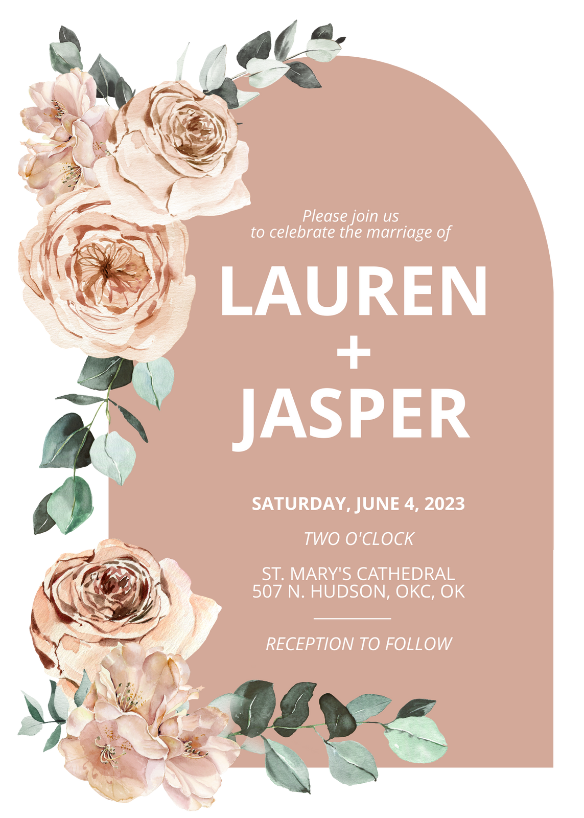 Dusty Blush and Dusty Rose Invitation Suite Template - Arch — Flower Moxie