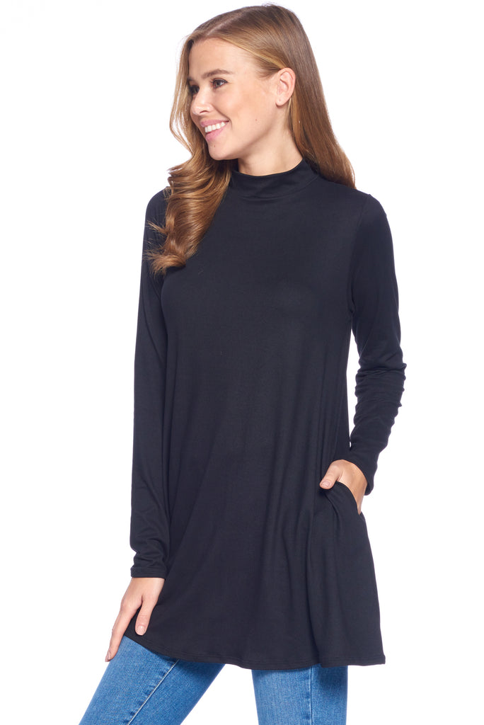 Long Sleeve Mock Neck Tunic Top – 12 Ami