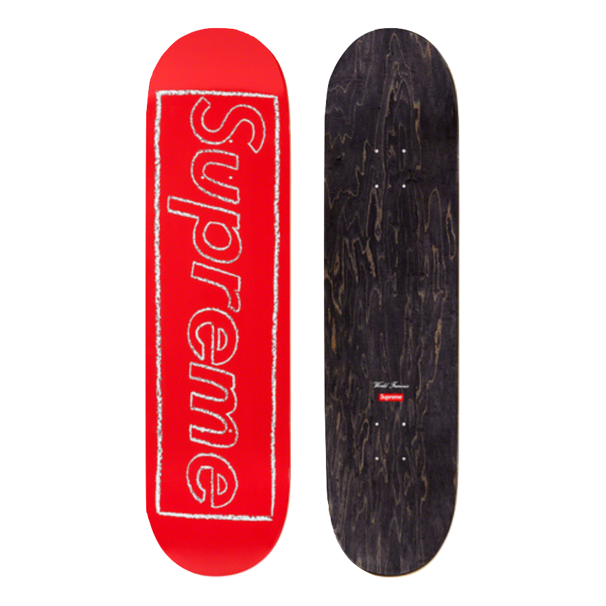 supreme kaws chalk logo skateboard 赤