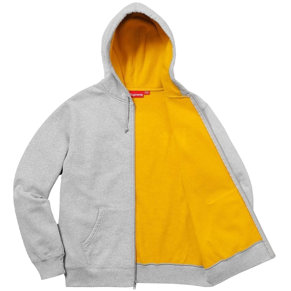 Supreme Contrast Zip Up Hooded Sweatshirt - Heather Grey – Grails SF