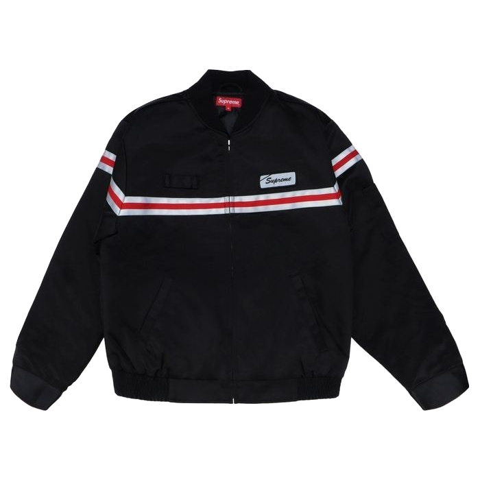 supreme reflective stripe work jacket black