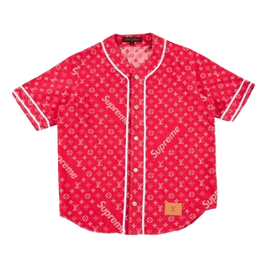Supreme x Louis Vuitton Jacquard Denim Baseball - Red – Grails