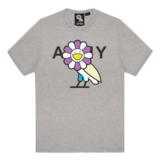 Takashi Murakami x OVO Surplus Flower Owl Tee - Heather Grey - grails sf