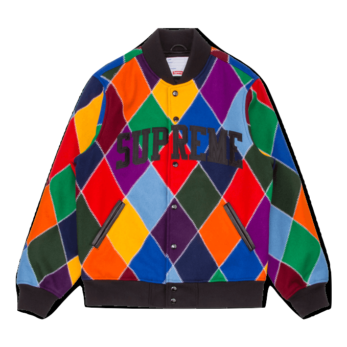 supreme harlequin wool varsity jacket