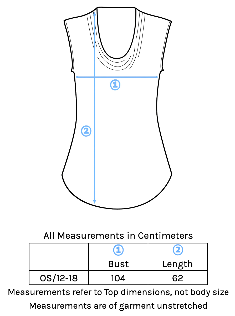Cowl Neck Top Size Chart
