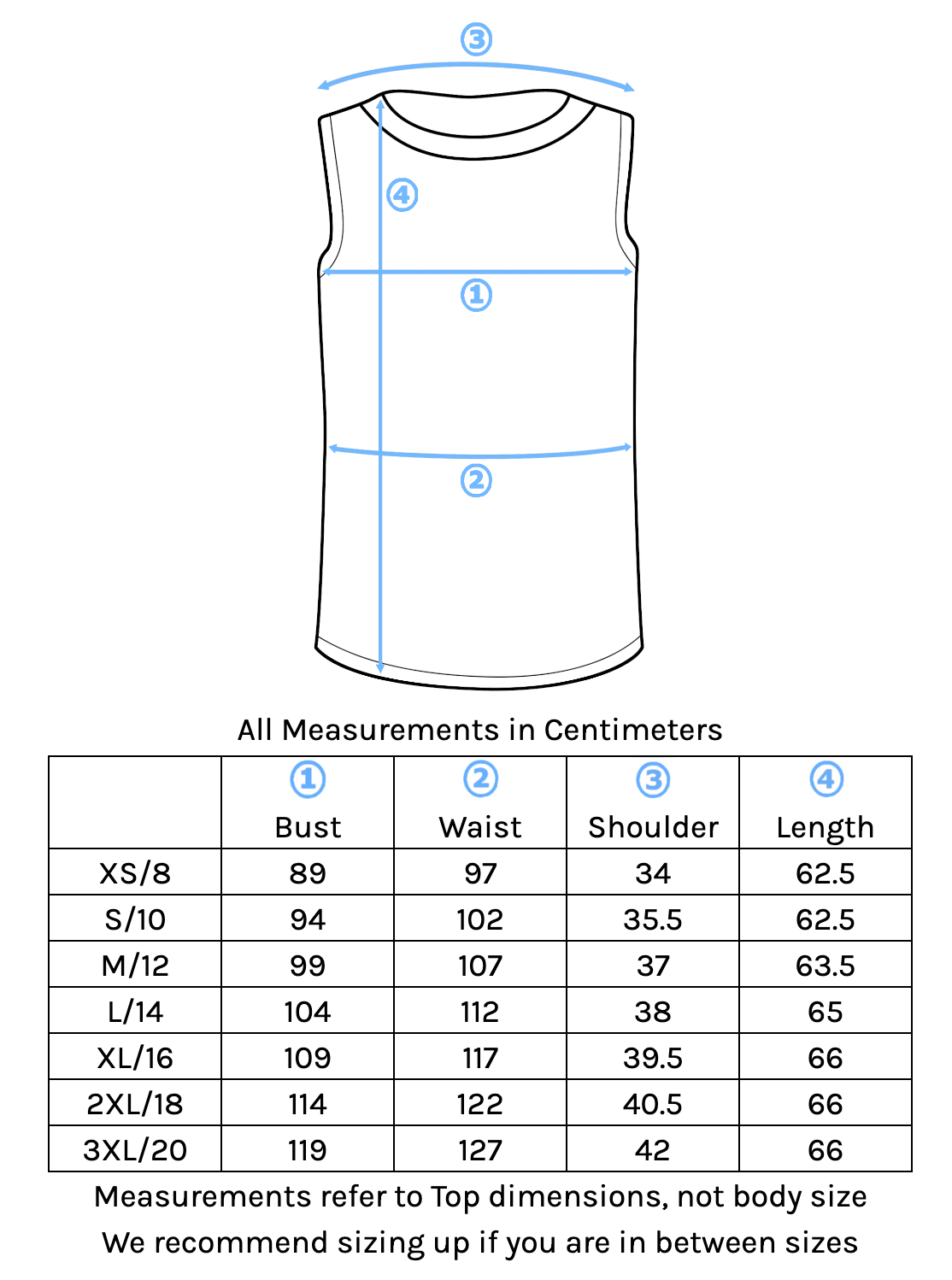 Eden Top Size Chart