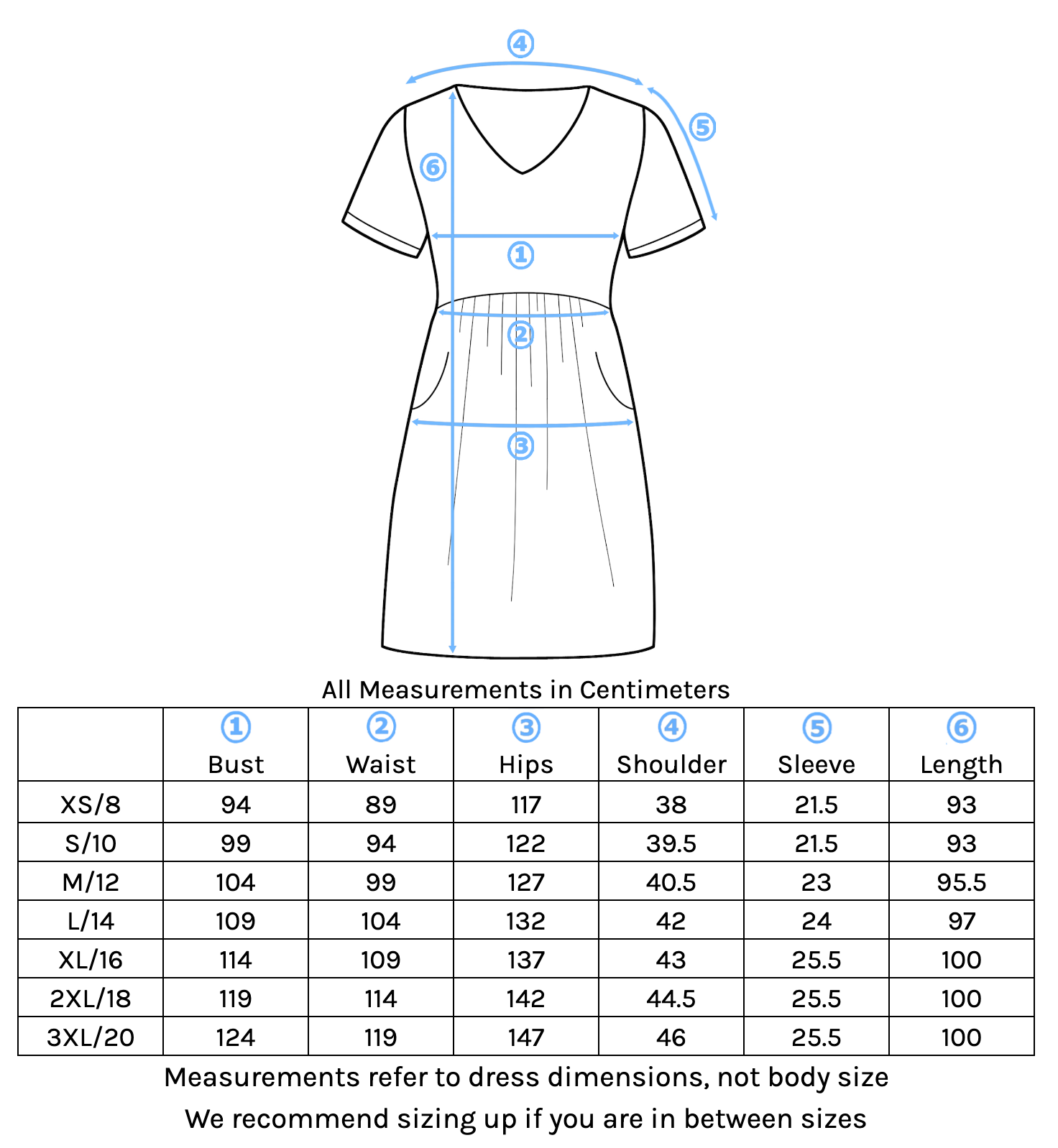 Harlow Dress Size Chart