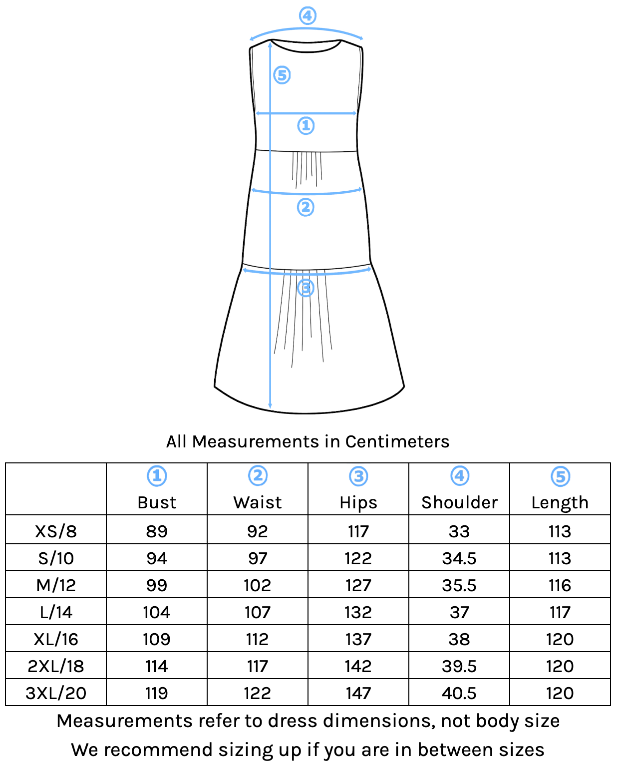 Harper Dress Size Chart