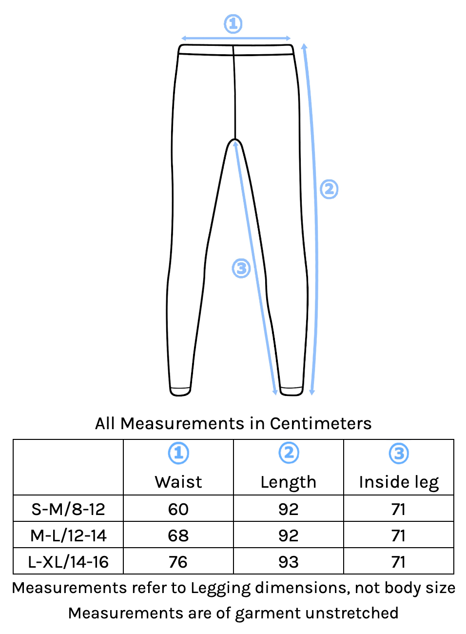 Legging SIze Chart