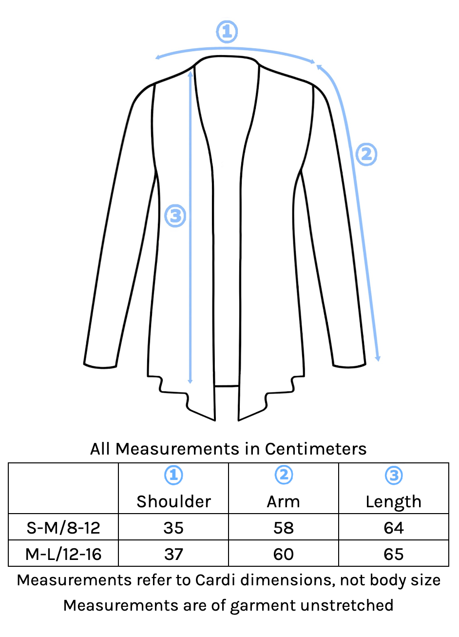 Long Sleeve Stretch Cardi Size Chart