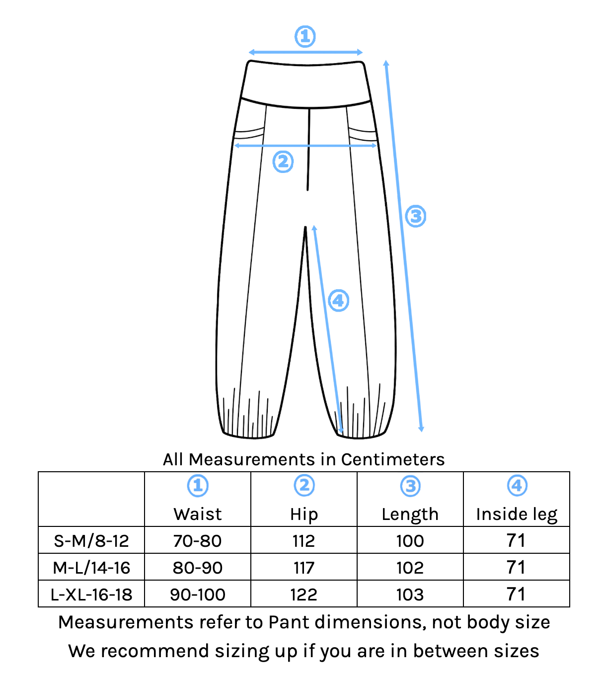 Pilot Pant Size Chart – Karma East