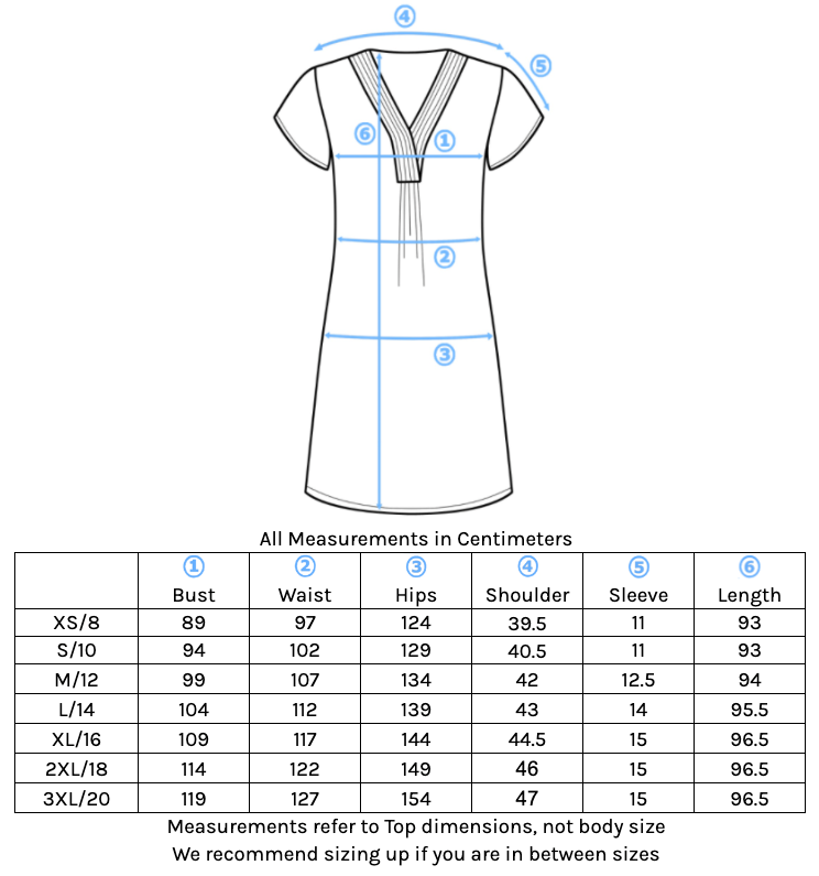 Sandy Tunic Size Chart