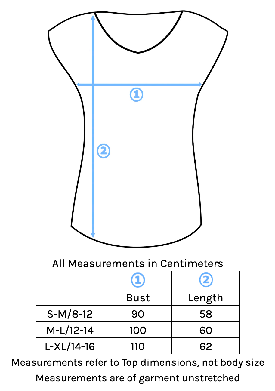 Simple Top V-neck Size Chart