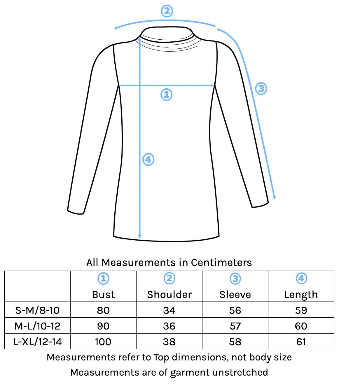 Turtleneck Top Size Chart