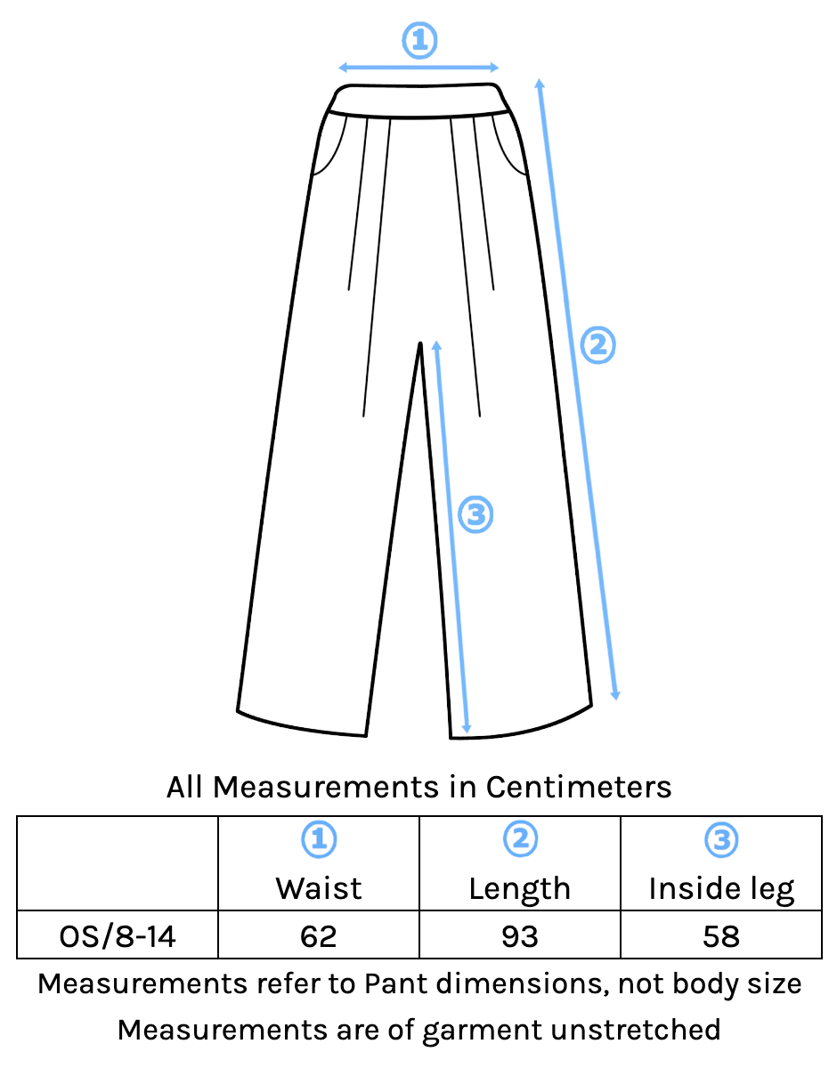 Wide Leg Stretch Pocket Pants Size Chart