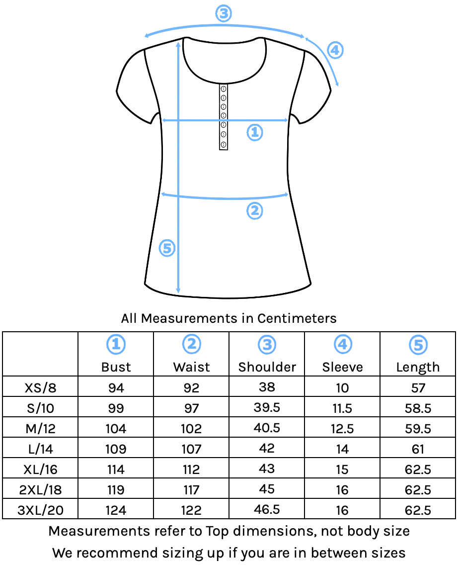 Yasmin Top Size Chart