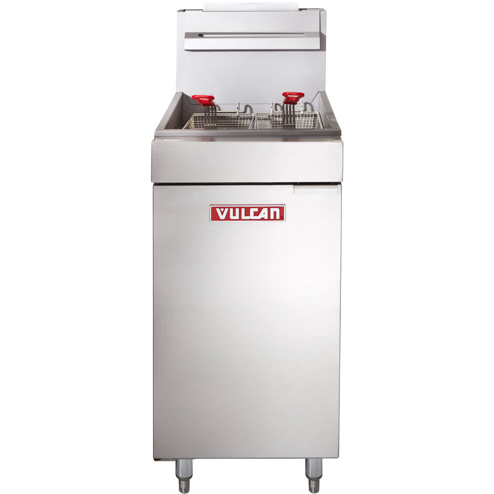 (USED) Vulcan LG300 35-40 Lb. Natural Gas Floor Fryer - 90,000 BTU - Nella Online product image