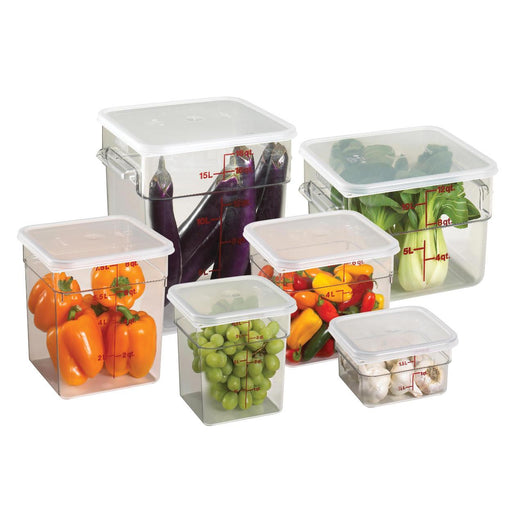 Food Storage Container, 12 Quart, Clear, Polycarbonate, Square, Cambro  12SFSCW135